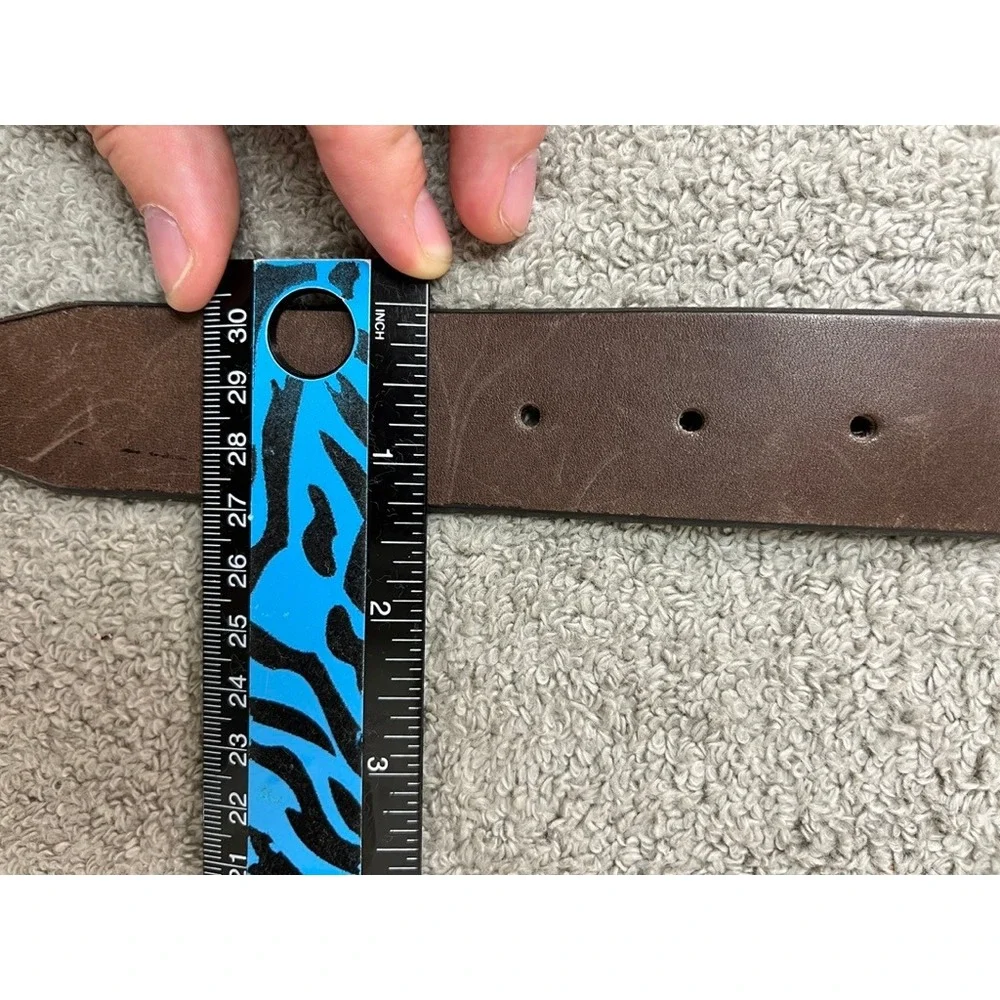 Eddie Bauer Mens Brown Leather Belt Made in Italy Brass Buckle Size 36 38